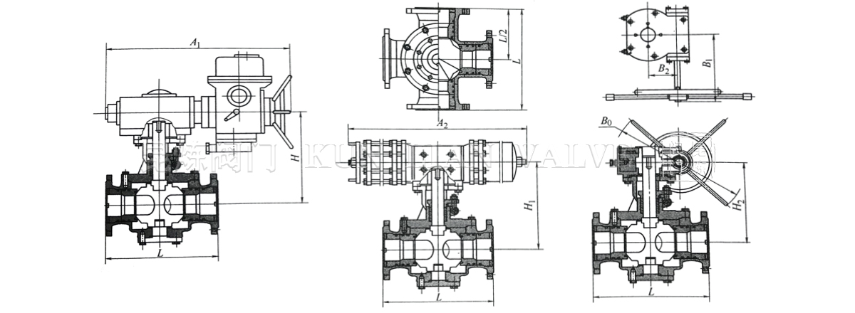 四通球閥驅(qū)動方式圖 四通球閥驅(qū)動方式圖
